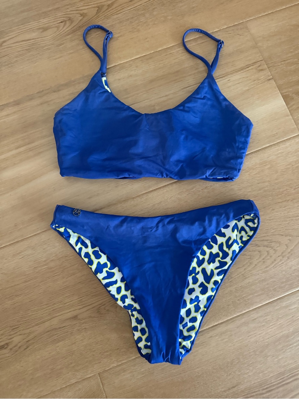 Maaji Swim Blue Women's Bikini Set with Leopard reversible small